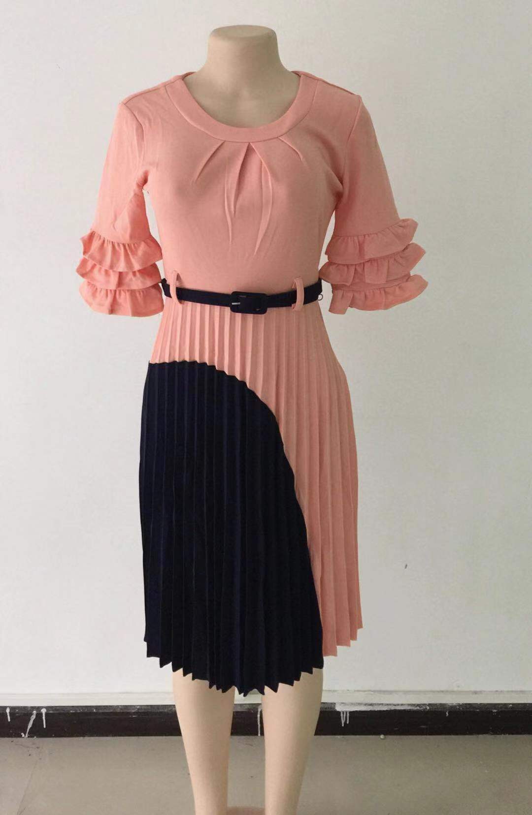 PLEATED TWO COLORED DRESS